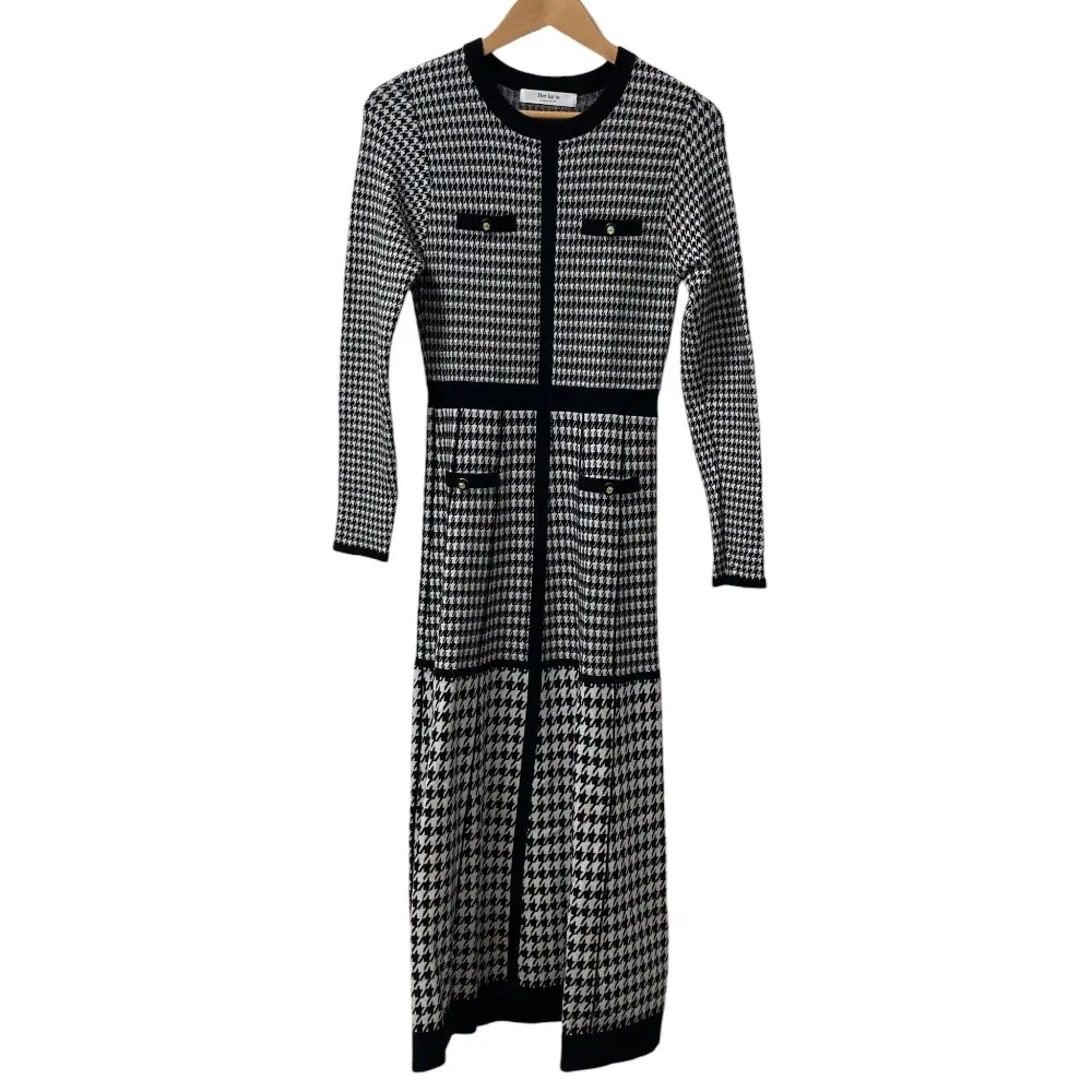 24AW Herlipto ハーリップトゥ Montaigne Knit Long Dress ロングニットワンピース 1244205179 サイズM ブラック×ホワイト