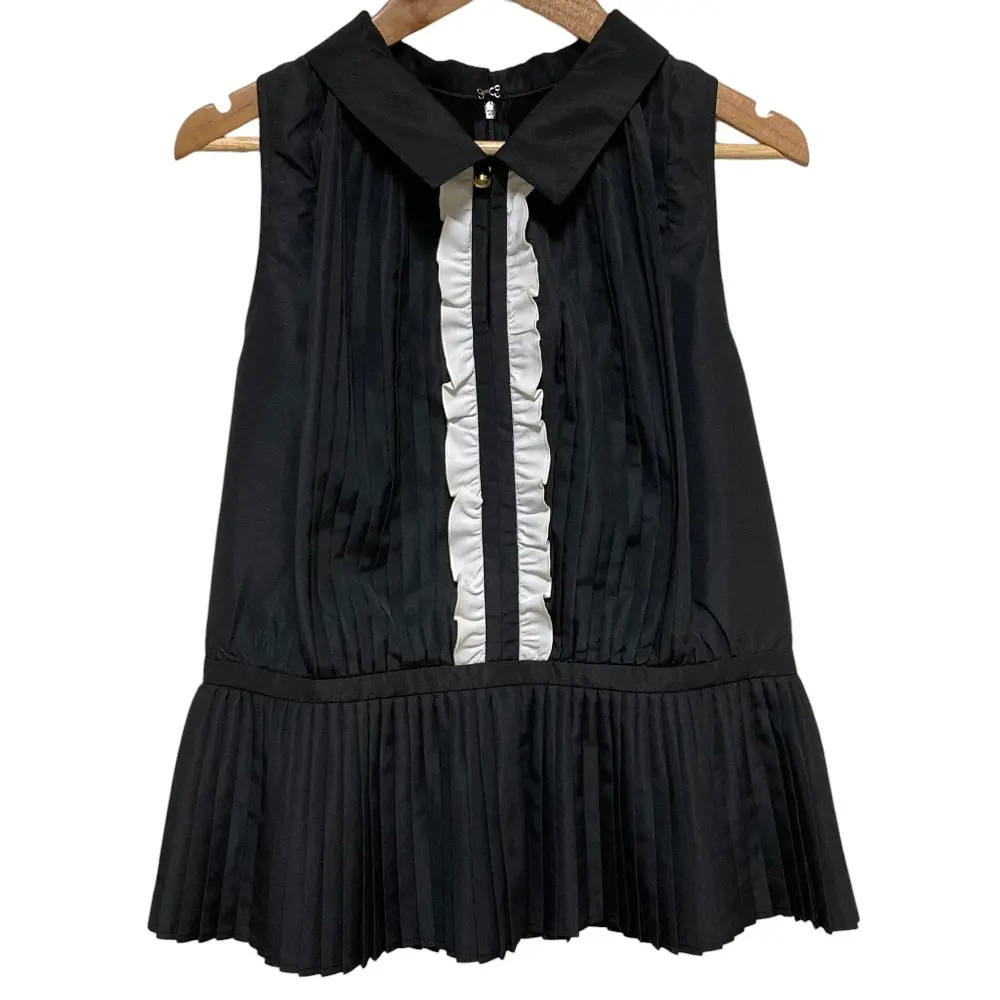 25SS Herlipto ハーリップトゥ Manon Pleated Peplum Top ノースリーブ ペプラム ブラウス シャツ サイズM ブラックの買取実績【2025年9月買取】