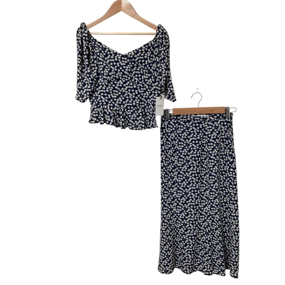 Her lip to ハーリップトゥ Cherry Pattern Two Piece ブラウス スカート セットアップ サイズS ネイビー