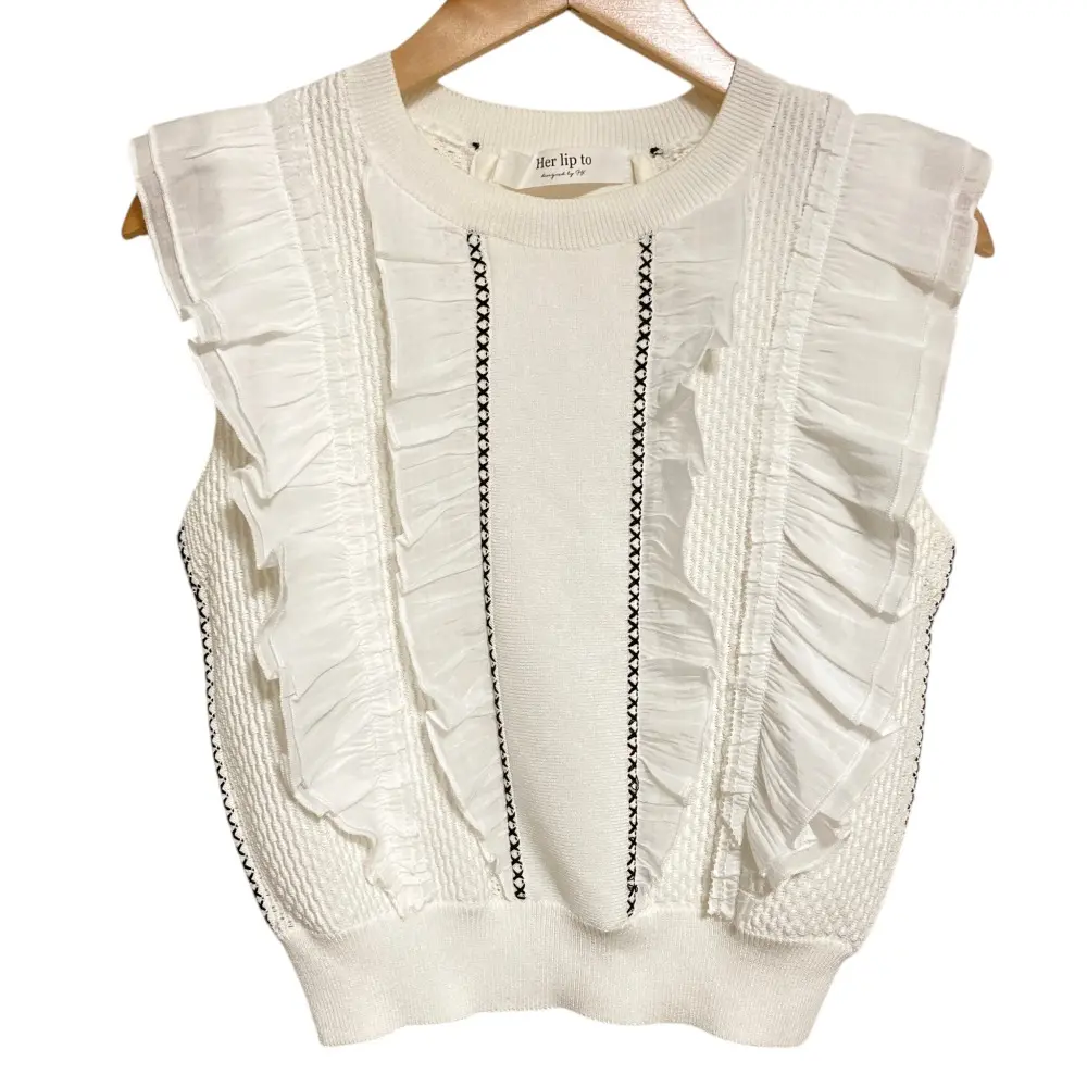 Her lip to ハーリップトゥ Airy Brush Knit Top ノースリーブ ニット 1242202102 サイズS ホワイト