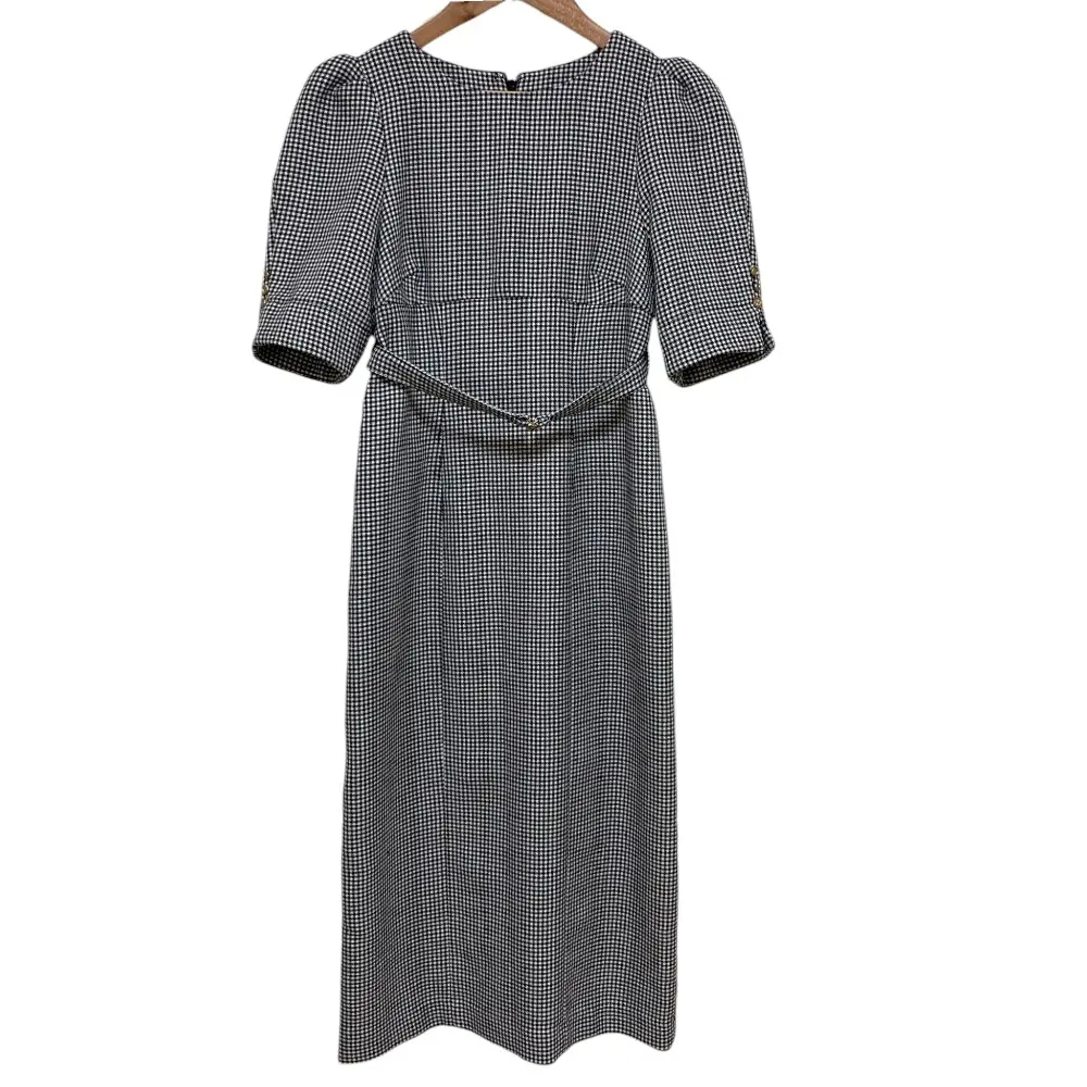 Herlipto ハーリップトゥ Lady Checkered Belted Midi Dress ミディドレス ワンピース 1223305035 サイズS ブラック×ホワイト