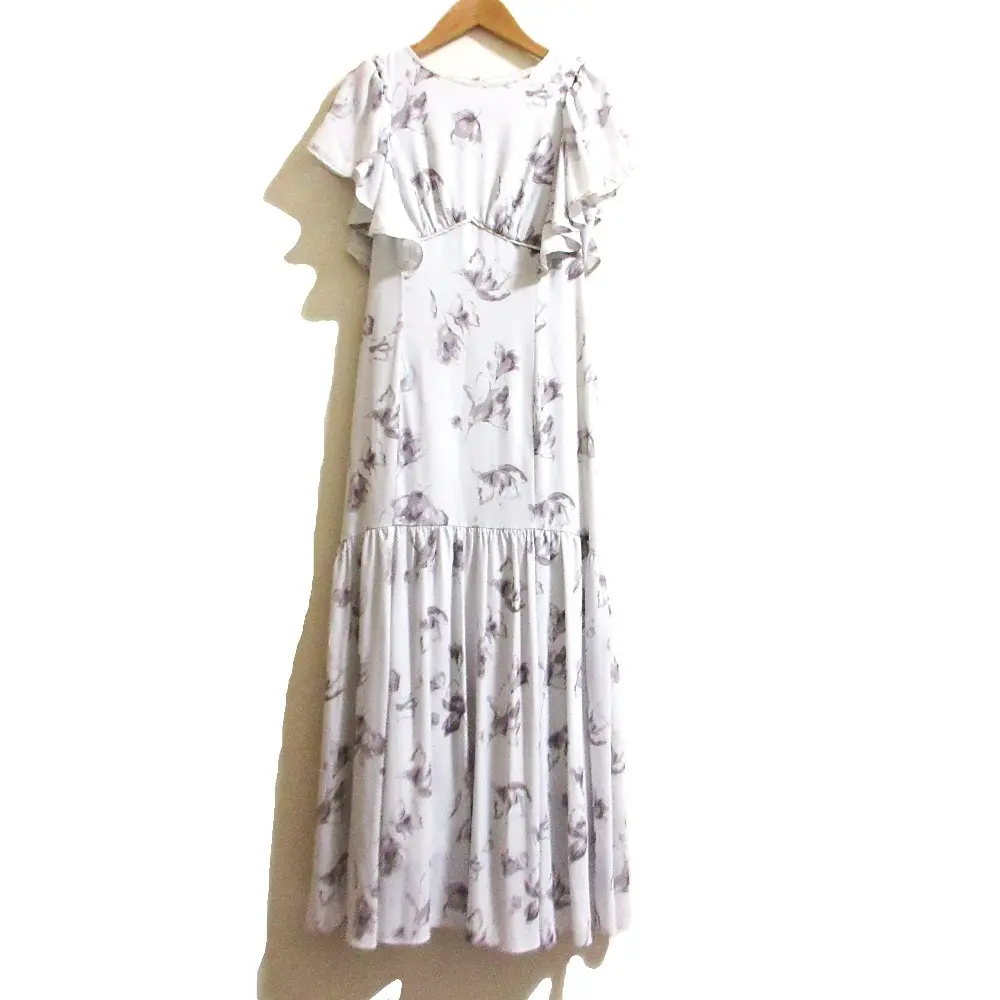 24SS Herlipto ハーリップトゥ Laminak Floral Dress フラワープリント ロングワンピース 1242305100 サイズM グレー