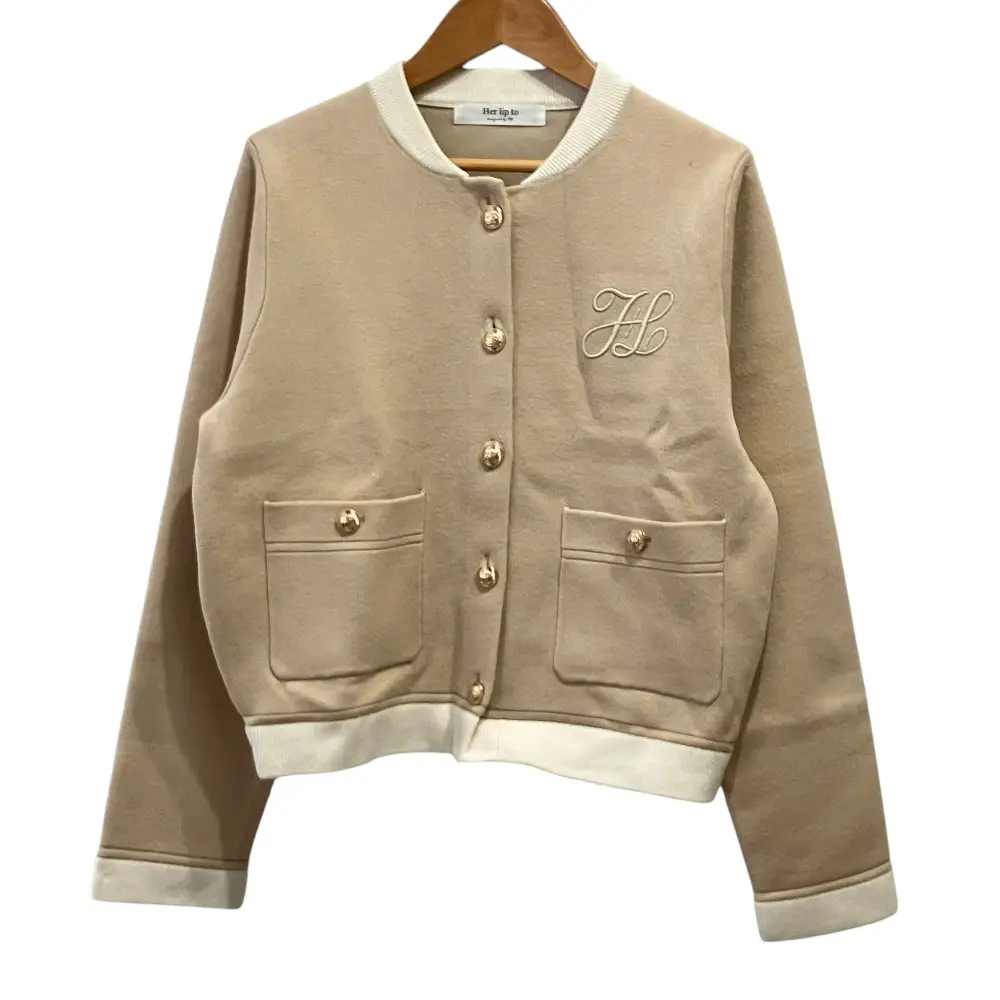 26SS Herlipto ハーリップトゥ HLT Logo Knit Varsity Jacket カーディガン 1261202007 サイズS ベージュ