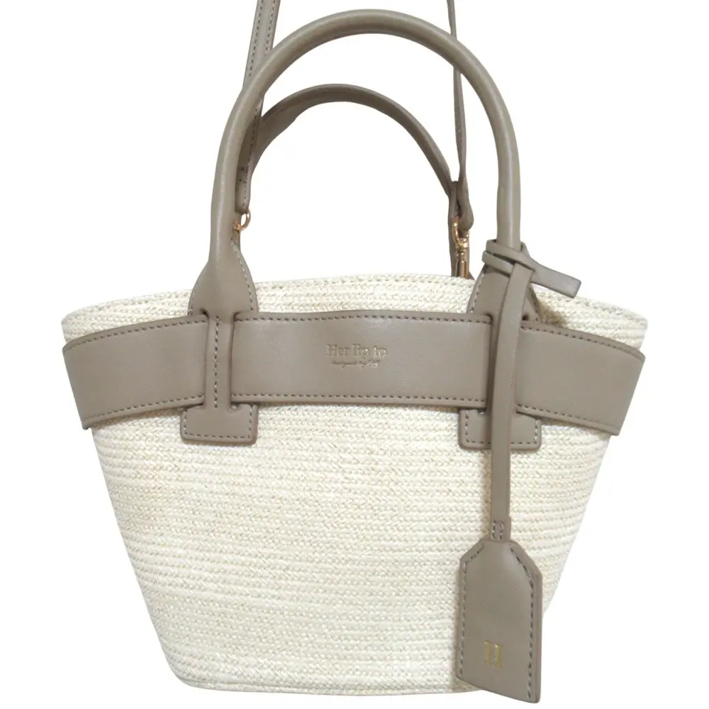 Herlipto ハーリップトゥ Palma Mini Tote Bag 2way トートバッグ ショルダーバッグ オフホワイト×グレージュ