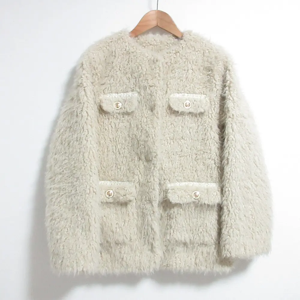 Her lip to ハーリップトゥ Royal Faux Fur Coat フェイクファーノーカラーコート 1254307108 サイズS ベージュ