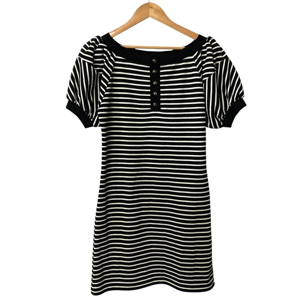 Herlipto ハーリップトゥ Saint-Tropez Striped Mini Dress ショートスリーブ ワンピース 1233105021 サイズM ブラック