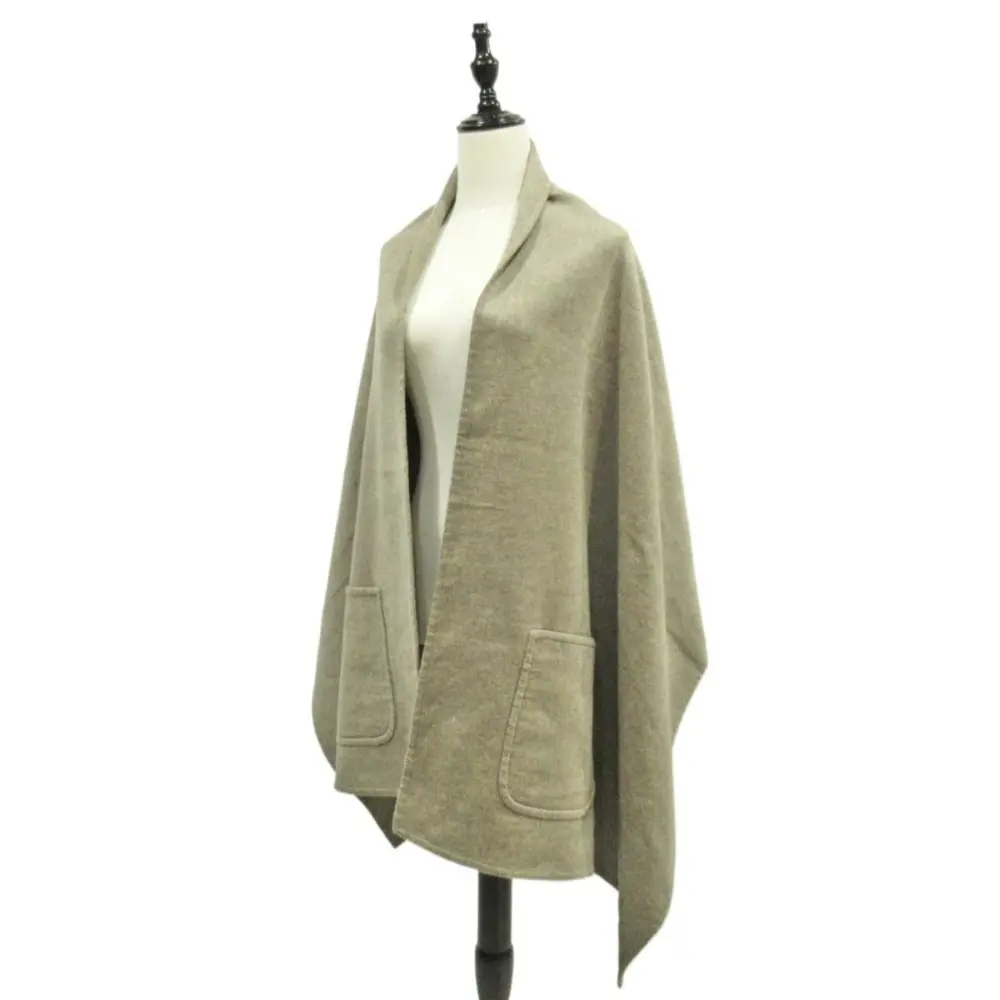 HERMES エルメス マルジェラ期 名作 最高級 カシミヤ100％ ダブルフェイス ポケット ストール マフラー グレーカーキ