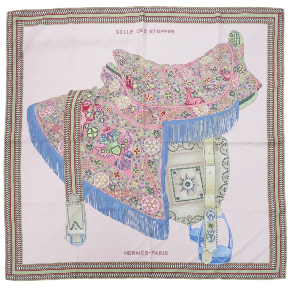 HERMES エルメス カレ90 SELLE DES STEPPES  セル・デ・ステップ スカーフ ピンク
