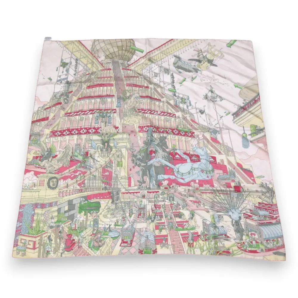 HERMES エルメス カレ90 LA LEGENDE DU CHEVAL 翼のある馬の伝説 シルク100％ 大判スカーフ ピンク系マルチカラー