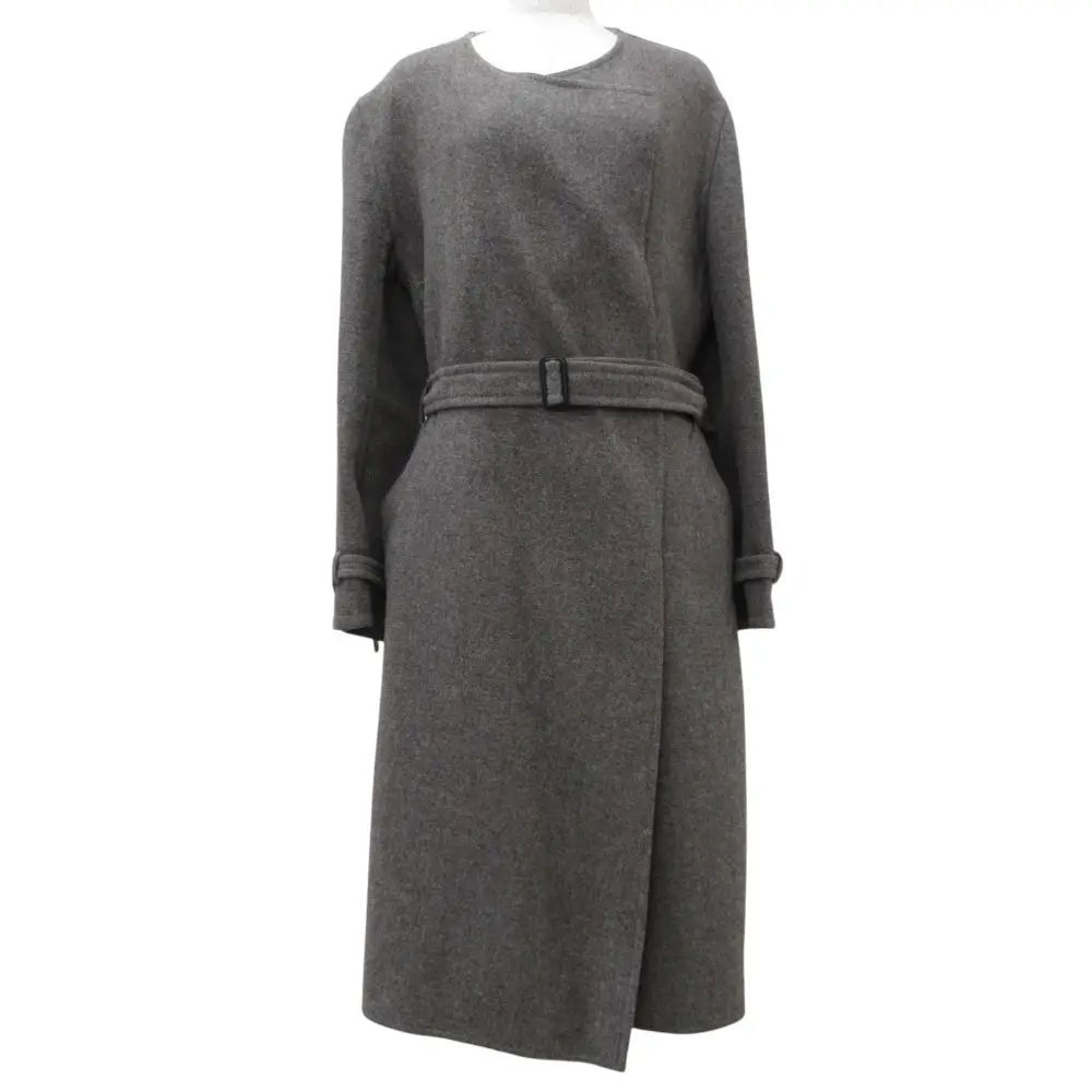 HERMES エルメス マルジェラ期 ダブルフェイス アルパカ100％ ベルテッド ガウンコート 38 グレー