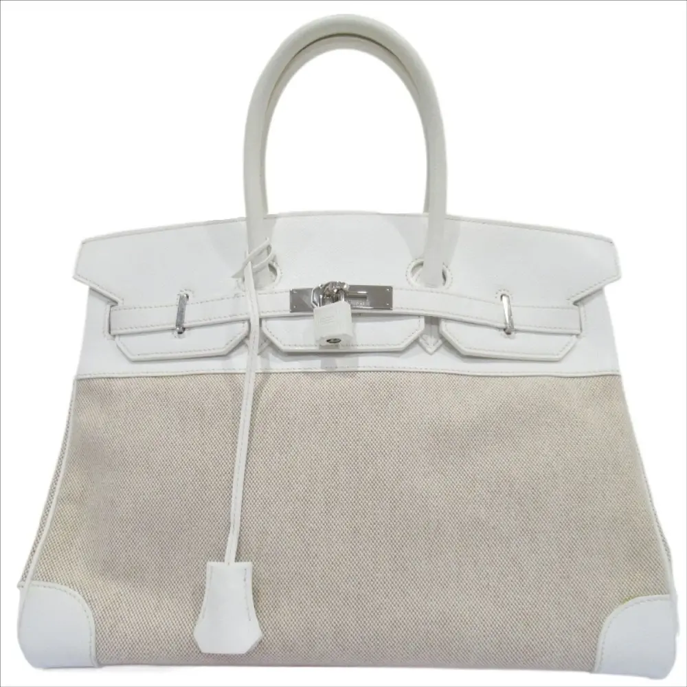 HERMES エルメス バーキン35 クシュベル×トワルアッシュ ハンドバッグ □H刻印(2004年) ホワイト ナチュラル