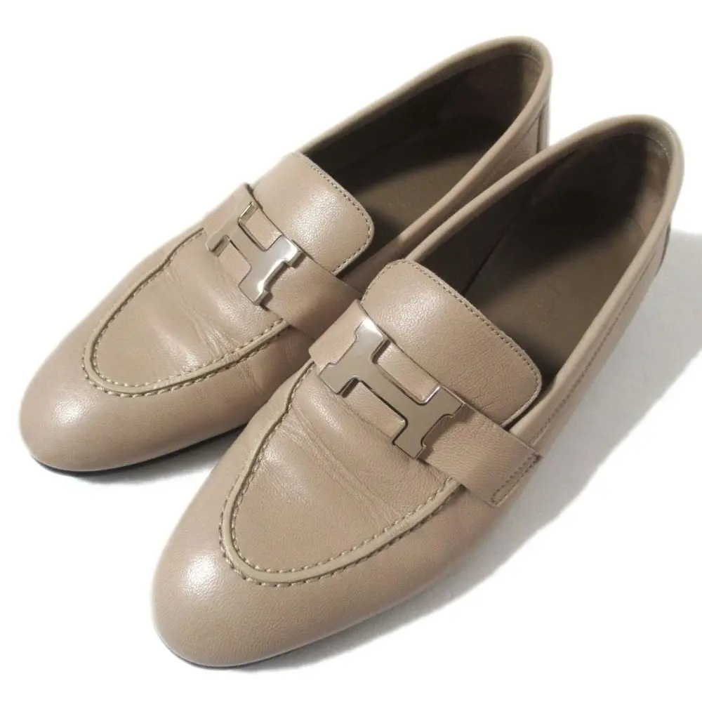 22AW HERMES エルメス モカシンパリ シェーヴル ヴェロア Hバックル レザー ローファー AF222066Z 35サイズ 22.5cm相当 ベージュ