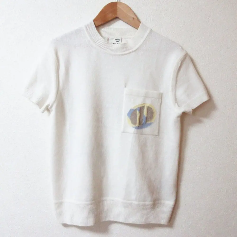 23AW HERMES エルメス Do Re Boucles ドレブックル ツイルレーヌ カシミヤ シルク 半袖 ニット セーター 3H2818D4 34 アイボリー