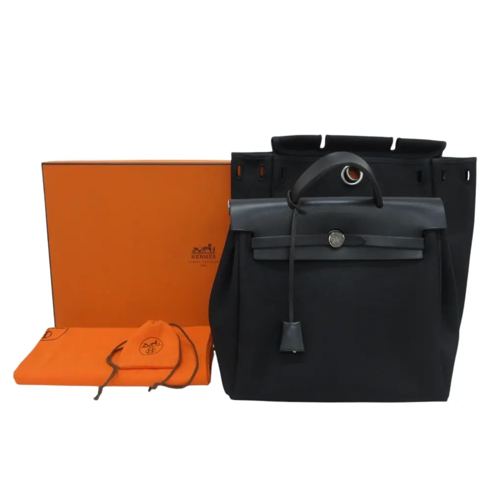 HERMES エルメス エールバッグ アドPM トワルオフィシエ 2WAY トートバッグ バックパック □F刻印 ブラック