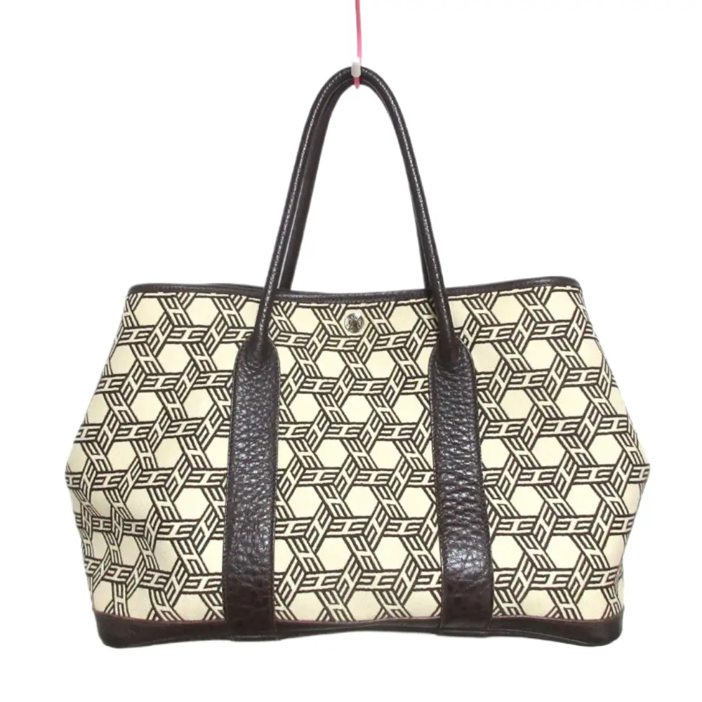 HERMES エルメス ガーデンパーティPM トワルソーアッシュ ハンドバッグ トートバッグ ブラウン