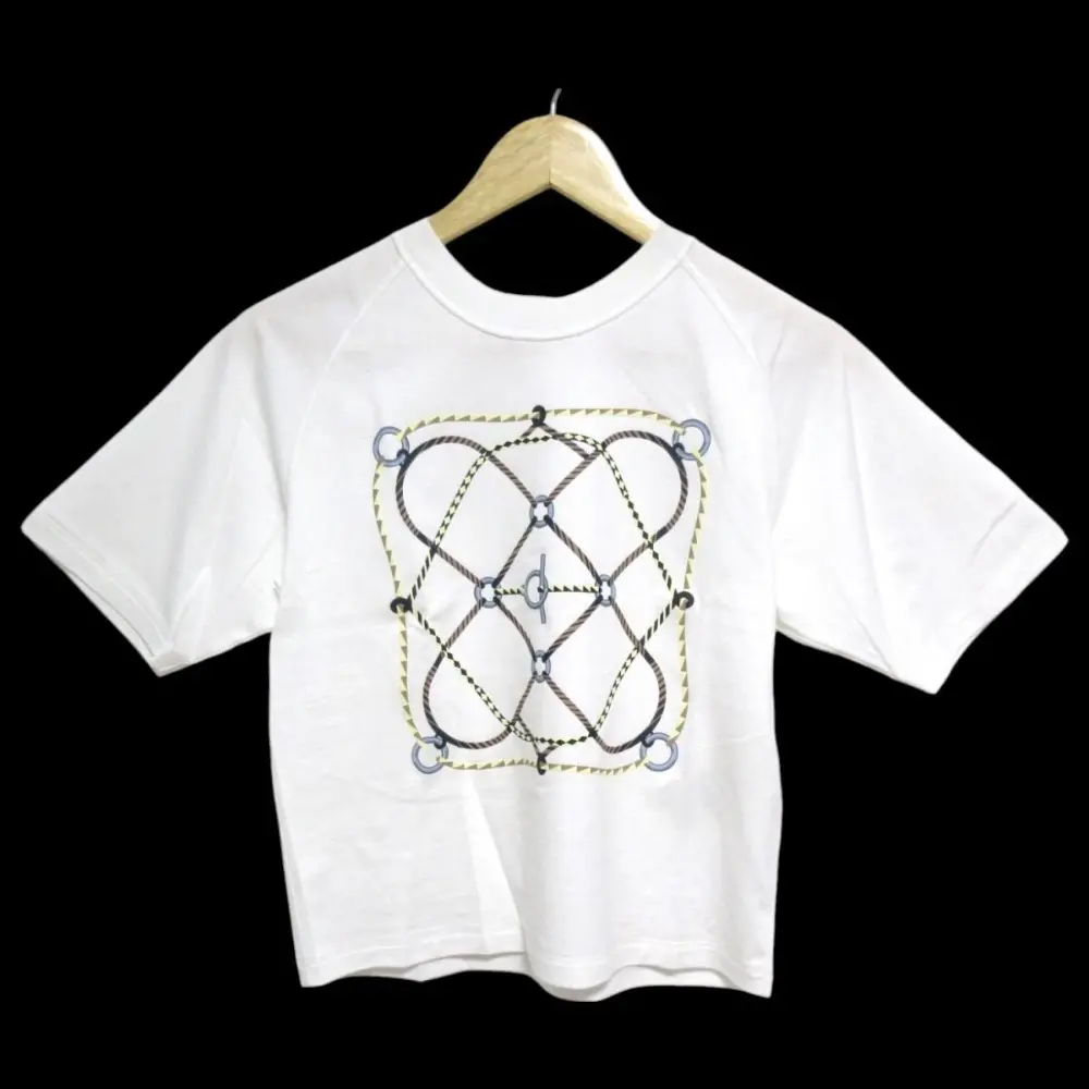 23AW HERMES エルメス フィギュール・アーティスティック プリント クルーネック 半袖 Tシャツ カットソー サイズ34 ホワイト
