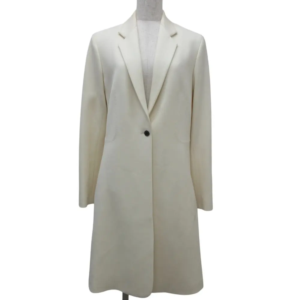 HERMES エルメス ウール セリエボタン ロングチェスターコート S アイボリー