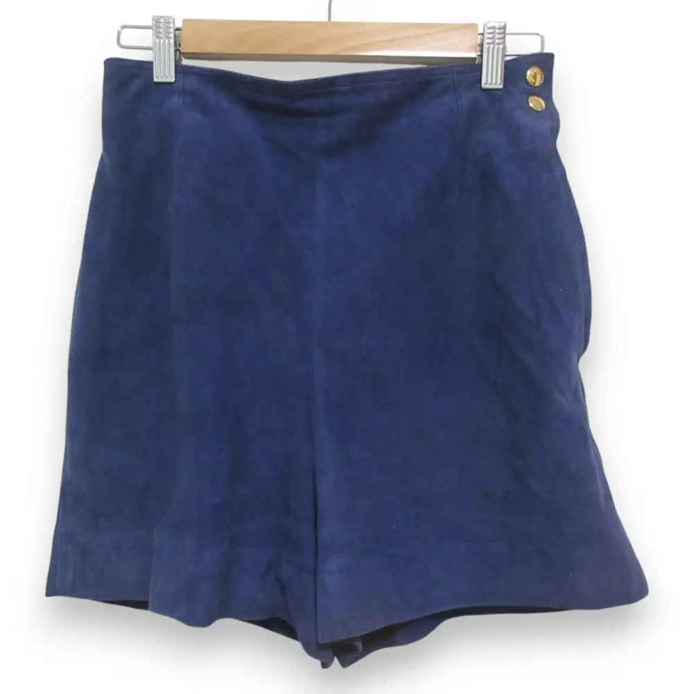 HERMES エルメス ヴィンテージ セリエボタン ゴートスエード ショートパンツ キュロット サイズ40 ブルー