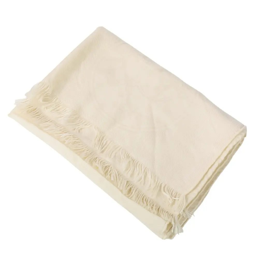 HERMES エルメス カシミヤ シルク エトール ニューリブリス フリンジ 大判ストール ショール オフホワイト