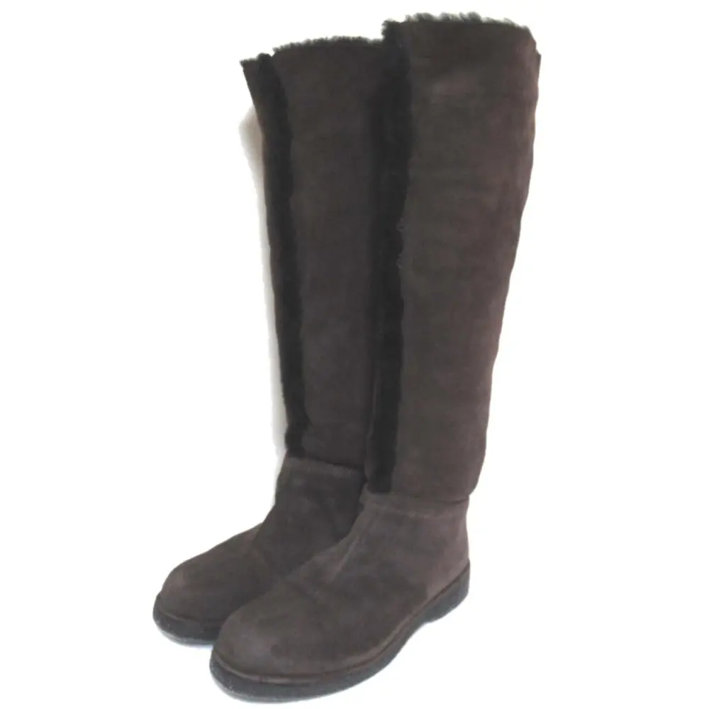 HERMES エルメス マルジェラ期 ムートンブーツ ロングブーツ 23.5cm相当 ダークブラウン