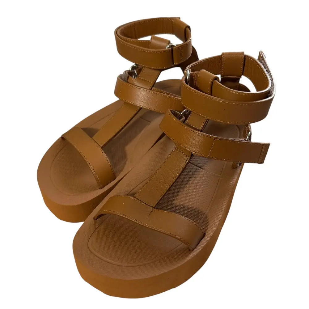 HERMES エルメス エニド レザー アンクルストラップ プラットフォームサンダル 36 23cm相当 ブラウン
