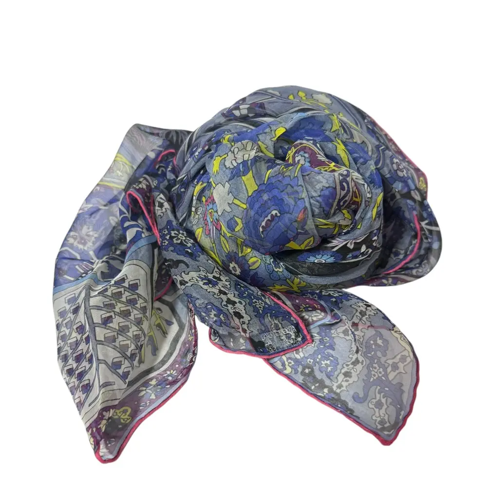 HERMES カレ140 TAPIS PERSANS ペルシャ絨毯 シルク100％ シアー 大判スカーフ ショール ブルー マルチカラー