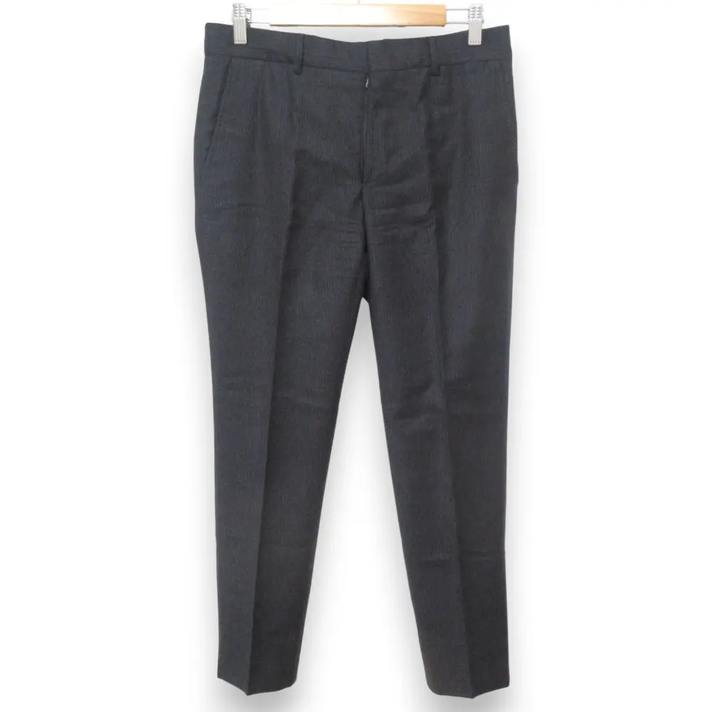 HERMES エルメス ストライプ柄 ウールカシミヤ スラックスパンツ サイズ38 ダークグレー