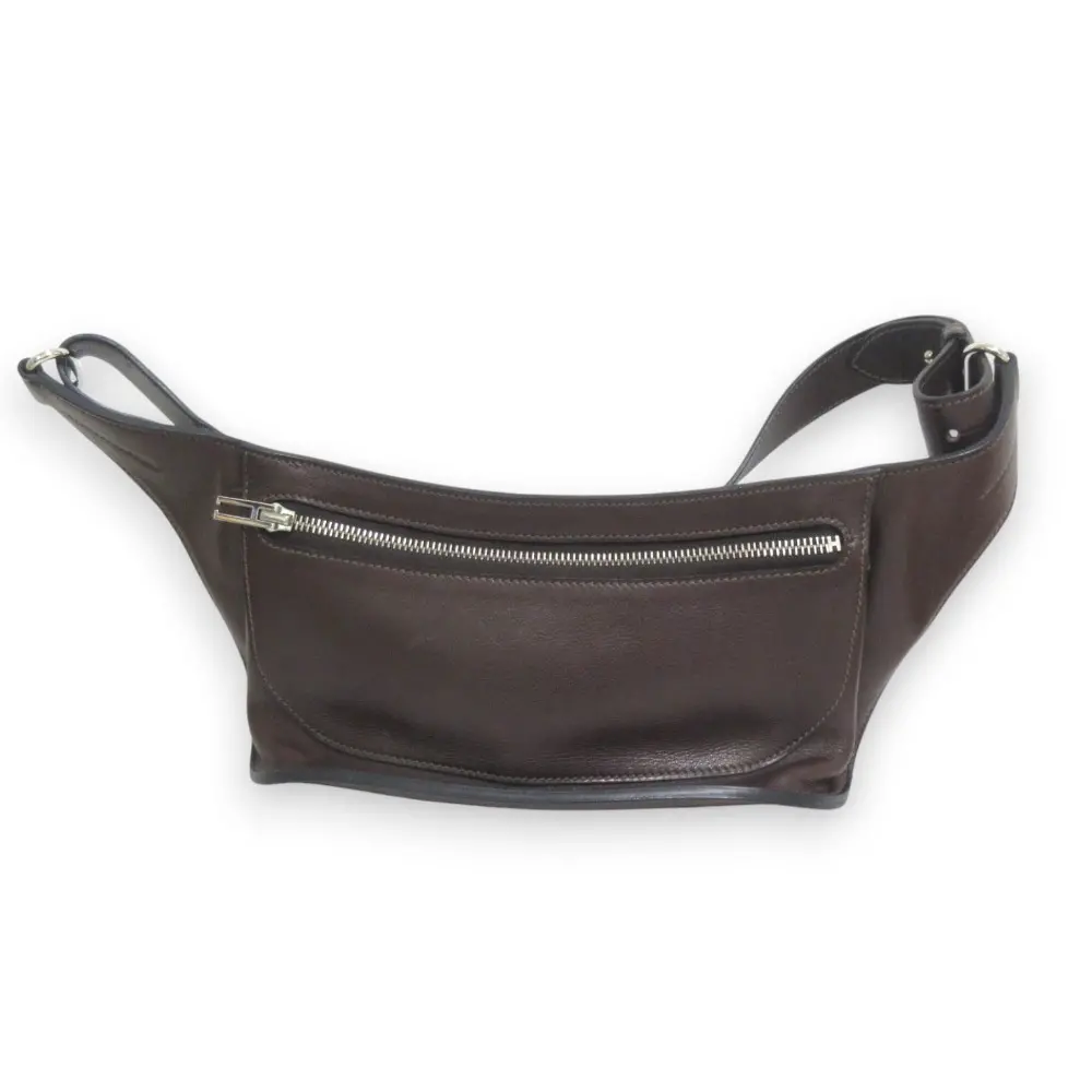 HERMES エルメス チキータ90 ヴォーエヴァーグレイン レザー ボディバッグ ウエストポーチ ショルダーバッグ ブラウン