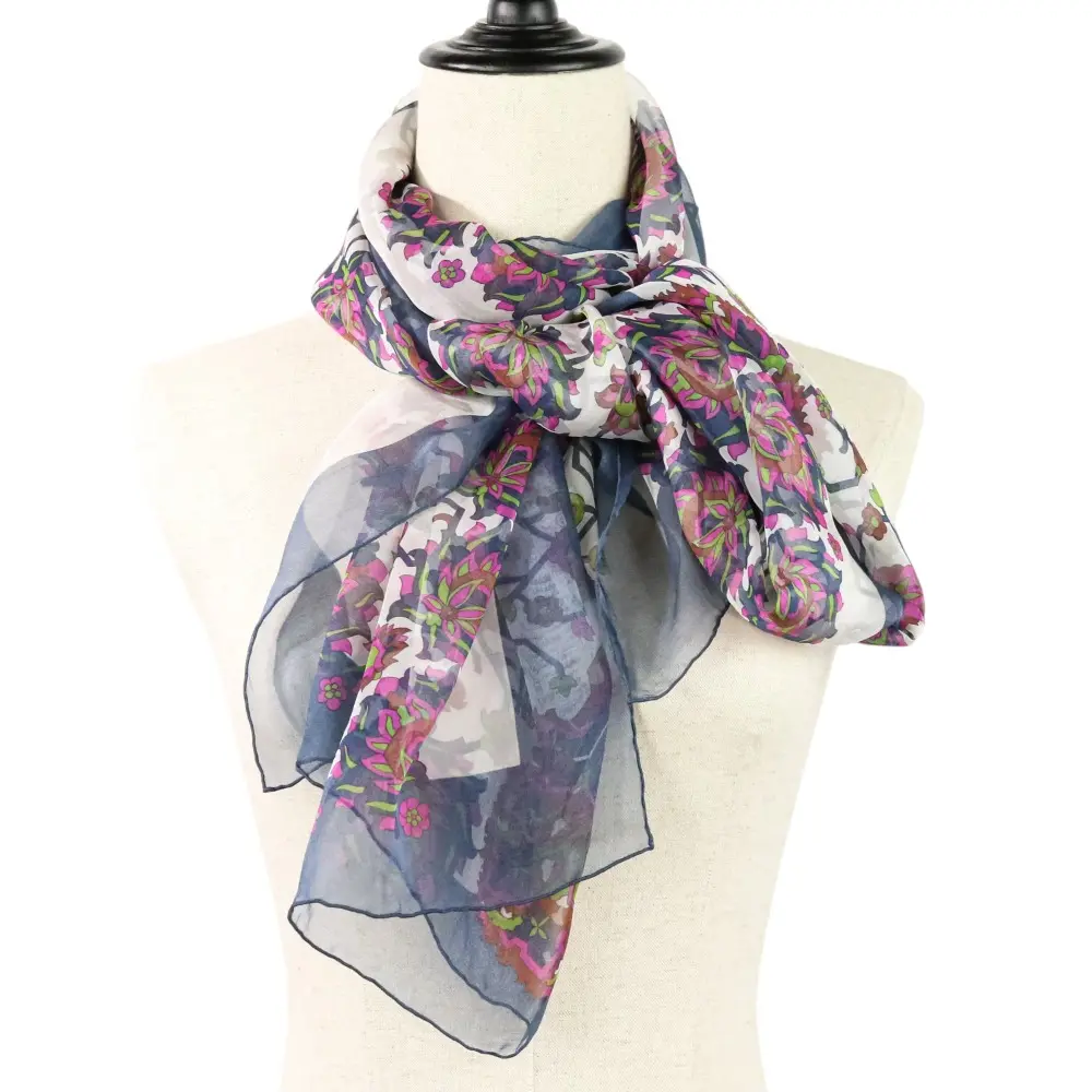 HERMES エルメス シルクモスリン シフォン 大判ストール スカーフ マルチカラー