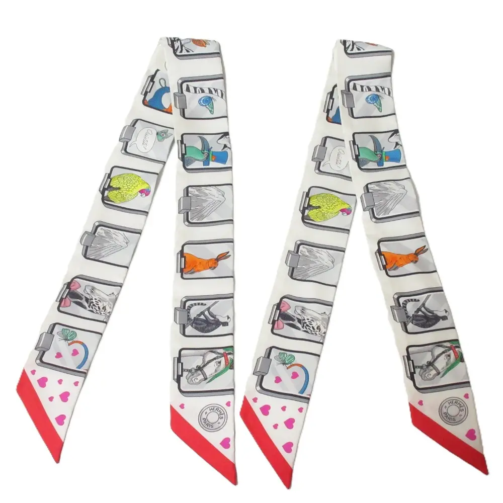 23AW HERMES エルメス HERMES STORY エルメスストーリー ツイリースカーフ 063875S ホワイト系マルチカラー 2本セット