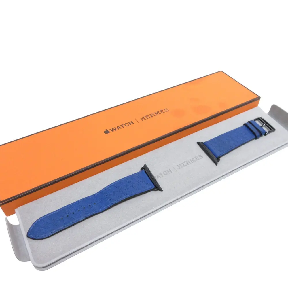 HERMES エルメス Ｈ Diagonal Single Tour アップルウォッチ バンド レザーベルト 45ｍｍ ブルー