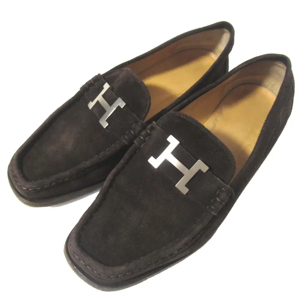 HERMES エルメス スエード レザー コンスタンス ローファー 38サイズ 25cm相当 ブラウン×シルバー金具