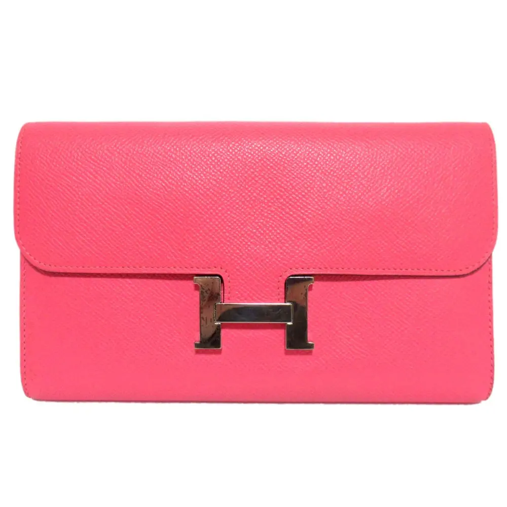 HERMES エルメス ヴォーエプソン コンスタンス ロングウォレット 長財布 A刻印 ローズアザレ シルバー金具