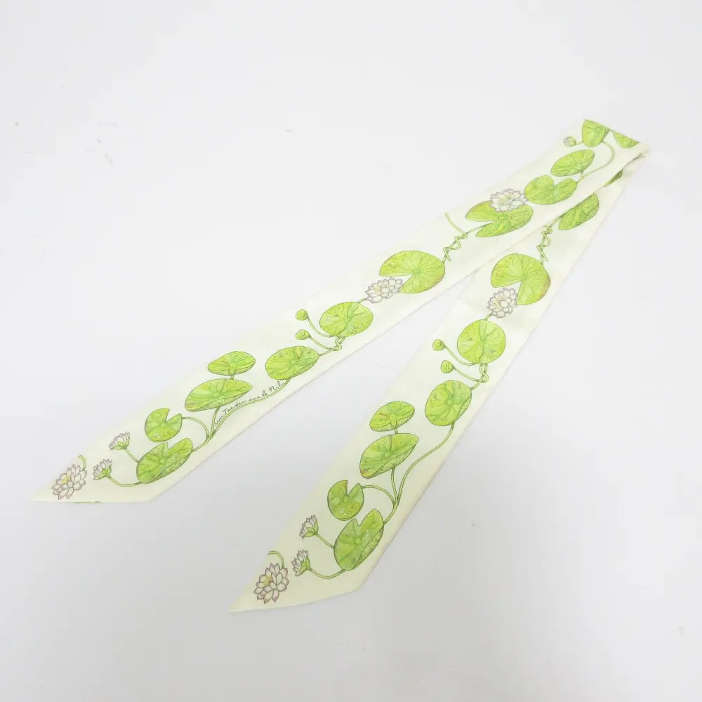 HERMES エルメス JARDIN SUR LE NIL ナイルの庭 シルク ツイリースカーフ オフホワイト