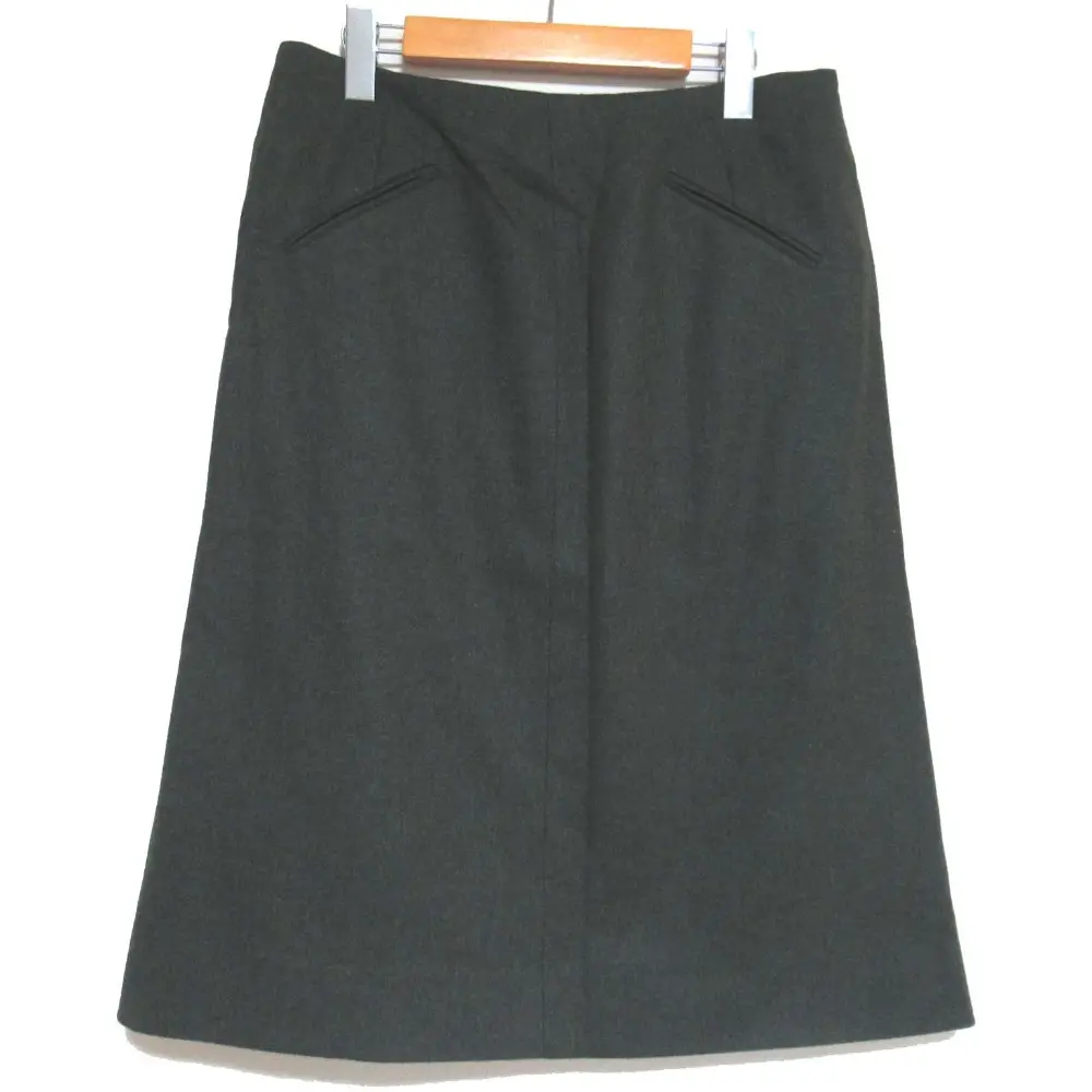 HERMES エルメス ウールカシミヤ ひざ丈 スカート サイズ40 グリーン
