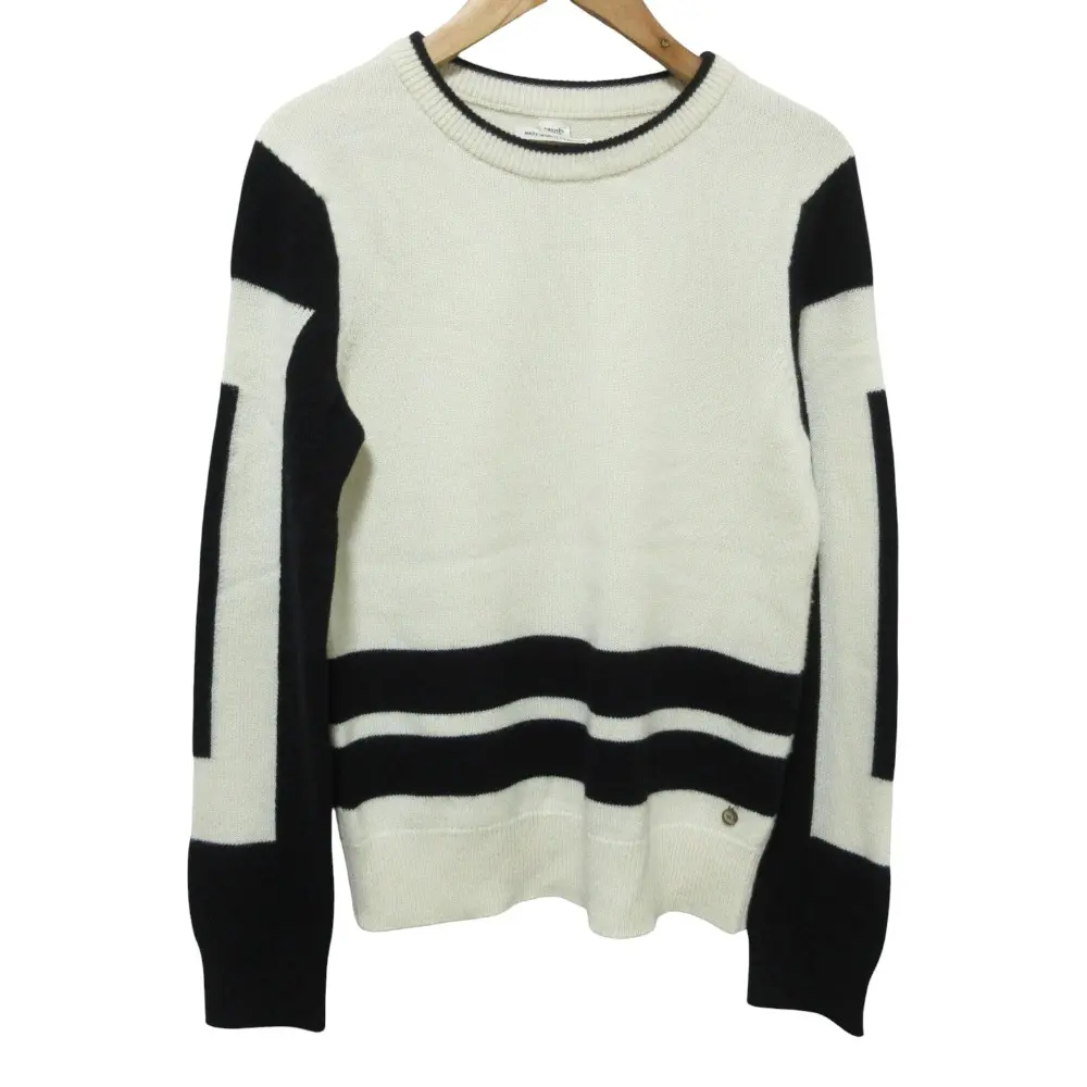 クリーニング済 HERMES エルメス 長袖 バイカラー カシミヤ100