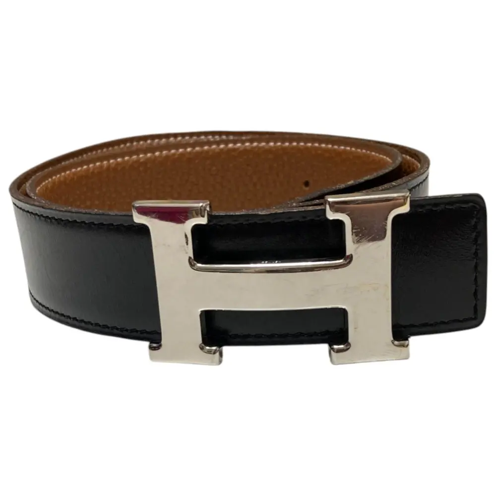 HERMES エルメス コンスタンス Hバックル リバーシブル レザーベルト ブラック ブラウン