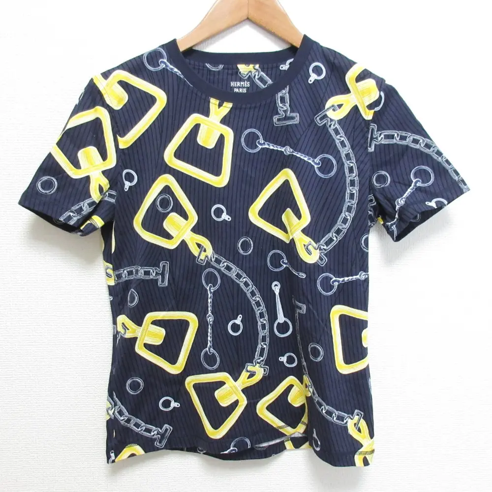 24AW HERMES エルメス カレイドスコープ エフェクト Tシャツ 4H4648DH サイズ40 ネイビー