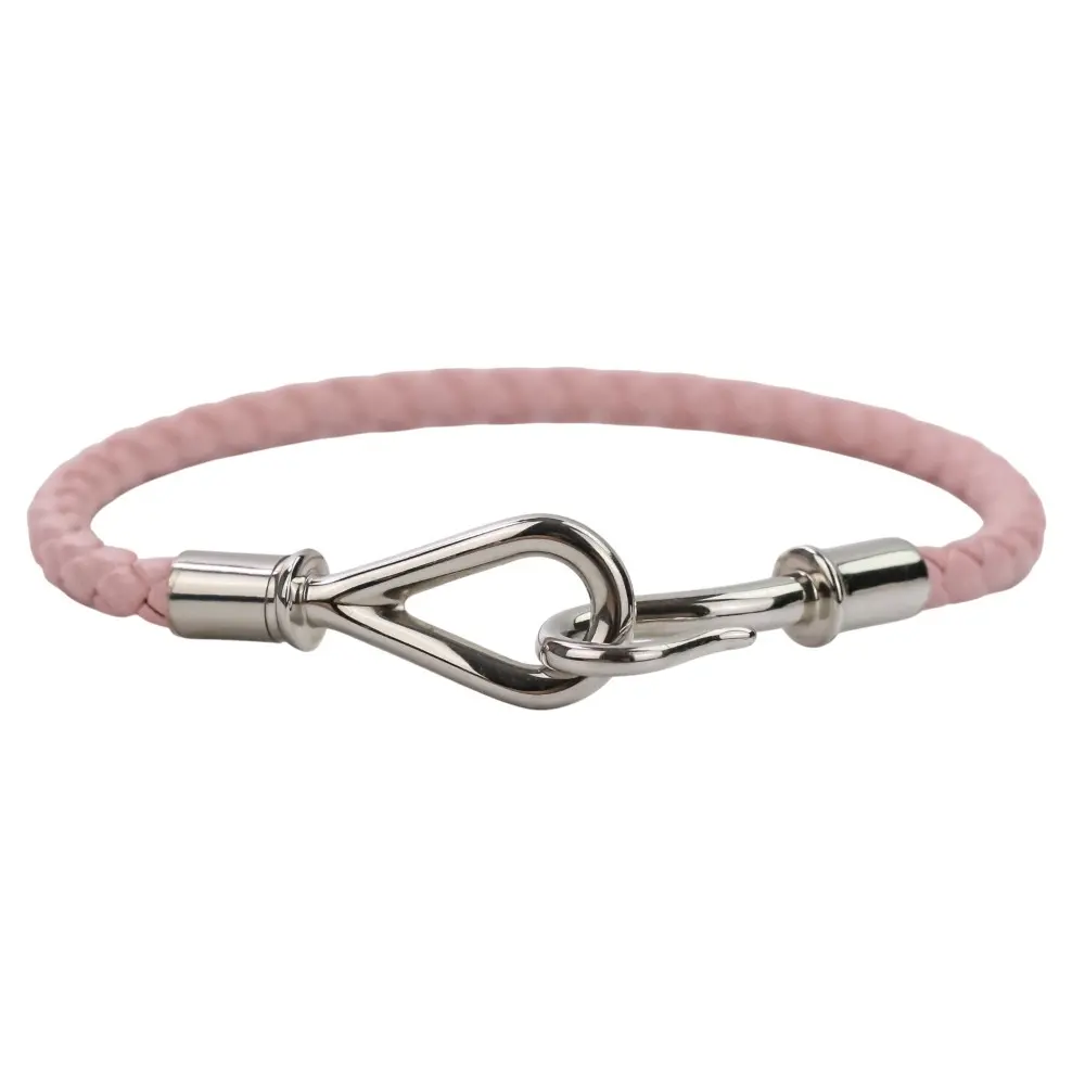 HERMES エルメス ジャンボ ブレスレット ピンク シルバーカラー