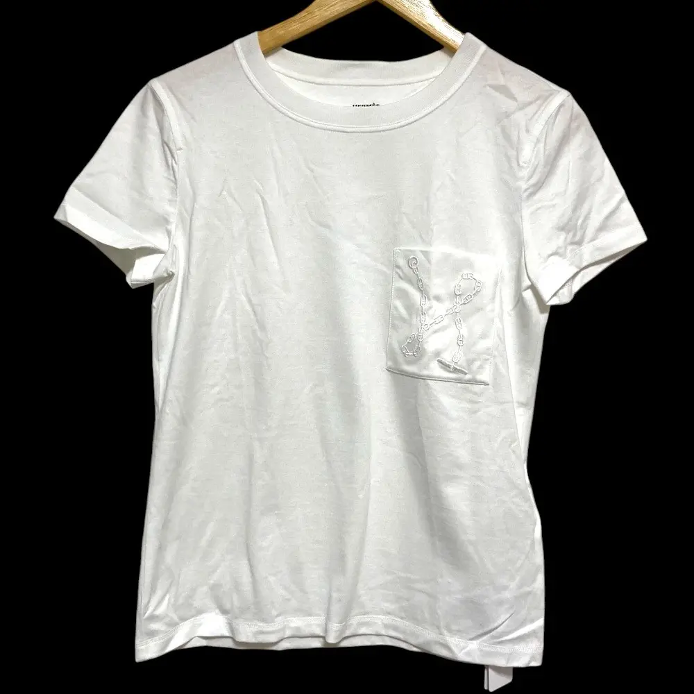 HERMES エルメス シェーヌダンクル刺繍 ポケットTシャツ カットソー サイズ36 ホワイト
