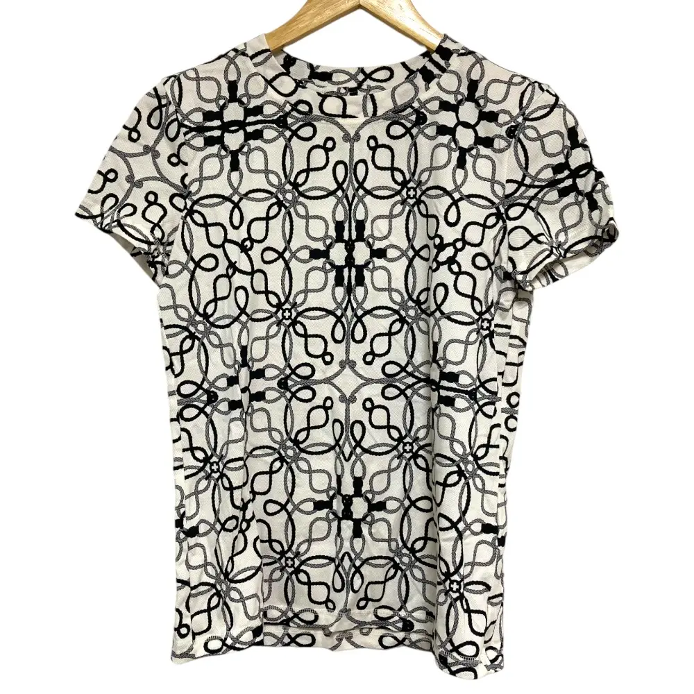 HERMES エルメス コルドリエール プリント Tシャツ カットソー サイズ36 ホワイト ブラック