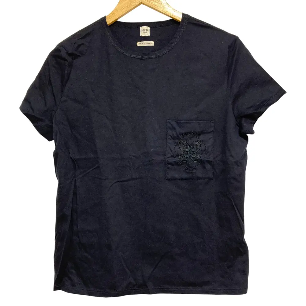 HERMES エルメス 刺繍ポケット Tシャツ カットソー サイズ40 ネイビー