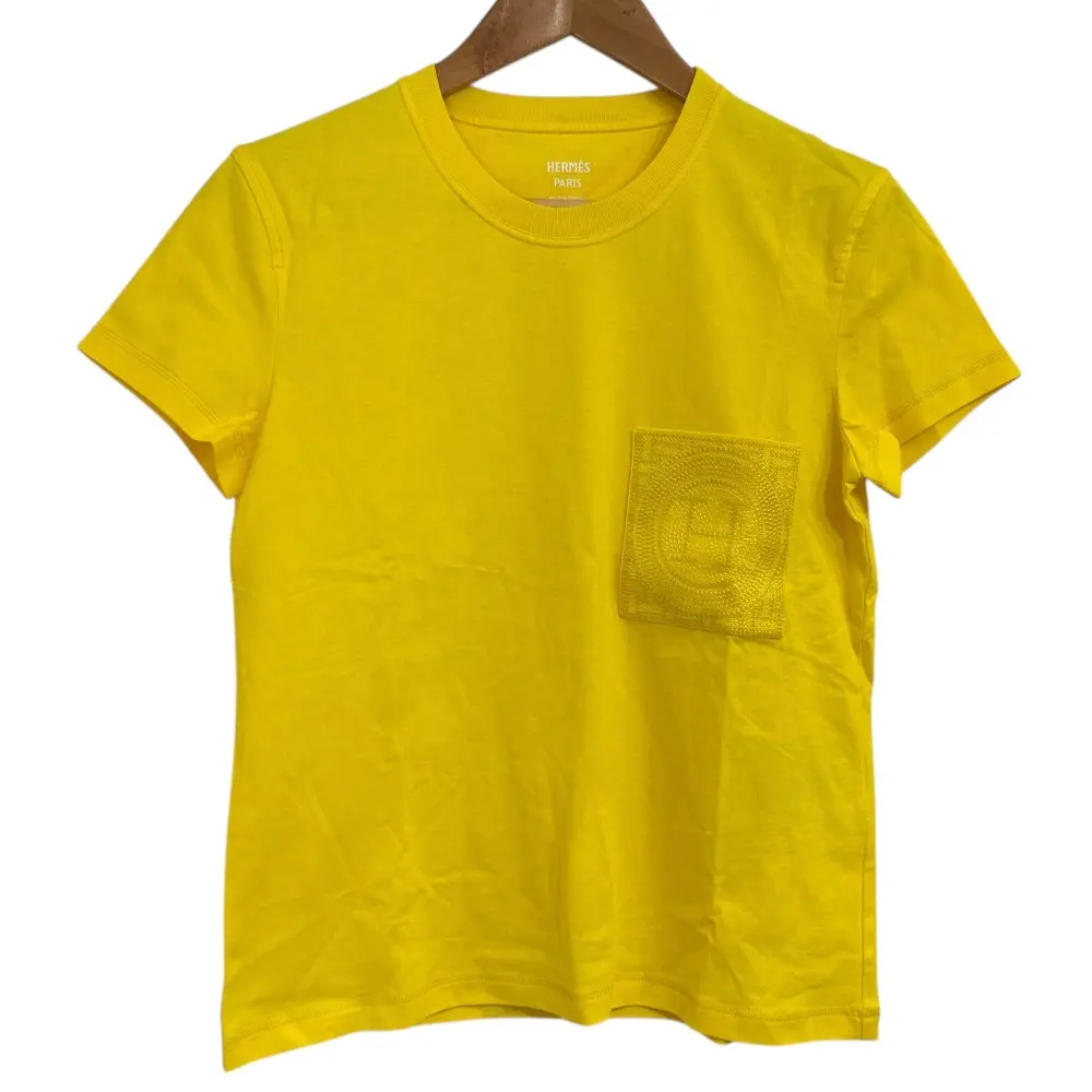22AW HERMES エルメス H刺繍 半袖 クルーネック Tシャツ カットソー 2H4614DU サイズ34 イエローの買取実績【2025年8月買取】