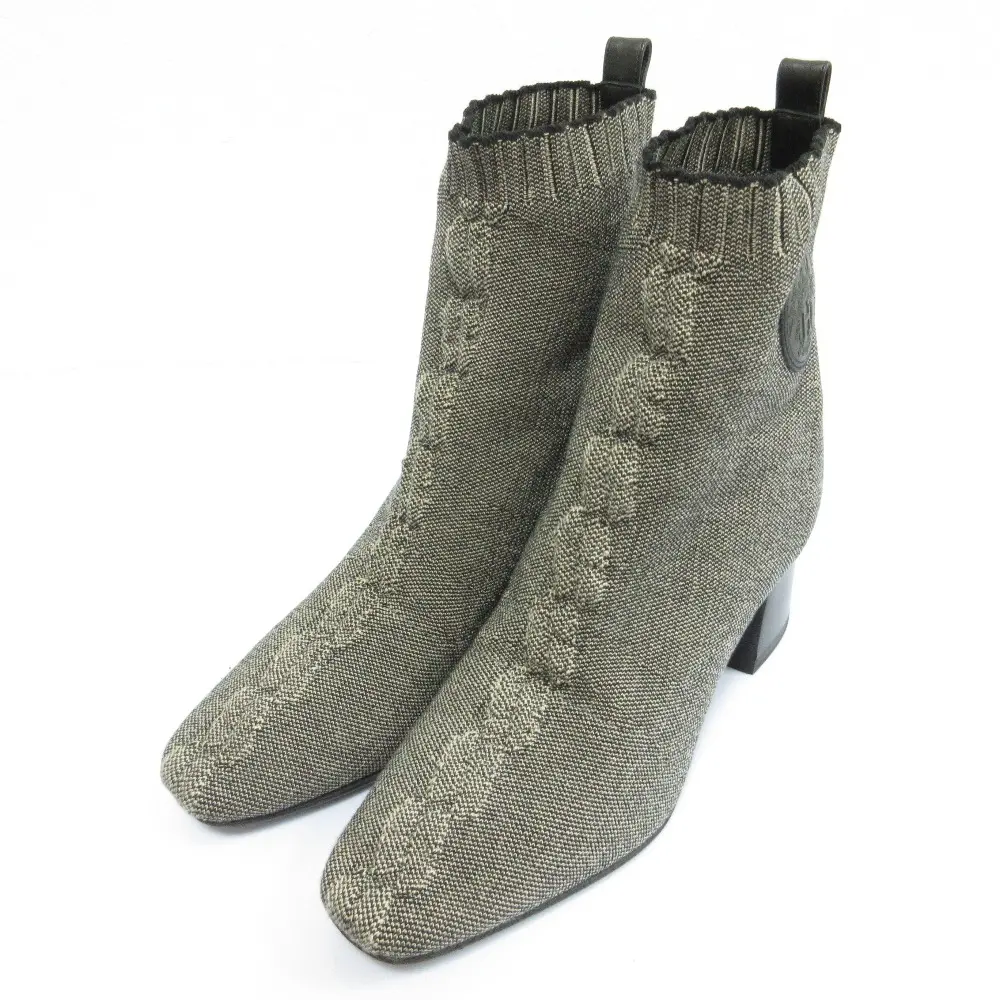 HERMES エルメス ヴォルヴェール ニット ショートブーツ サイズ37 24cm相当 グレー