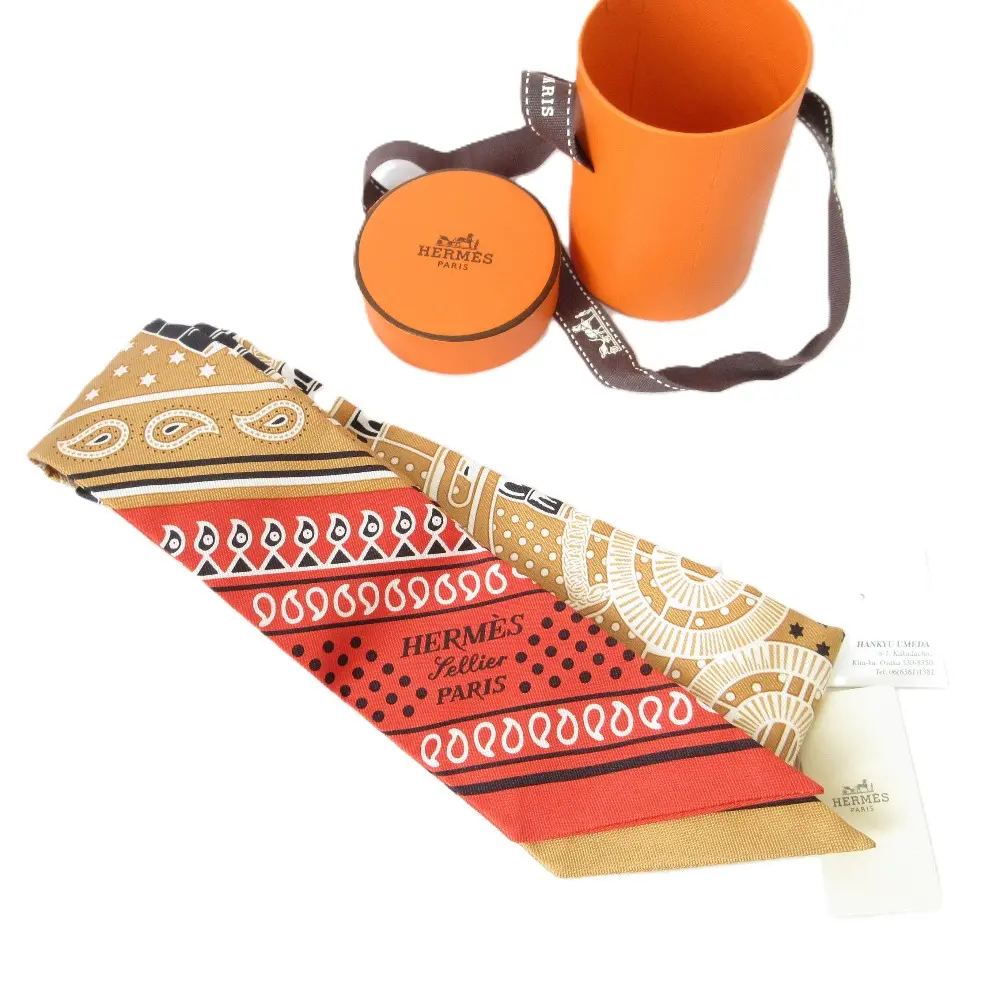 HERMES エルメス エプロンドール シルク ツイリースカーフ ベージュ