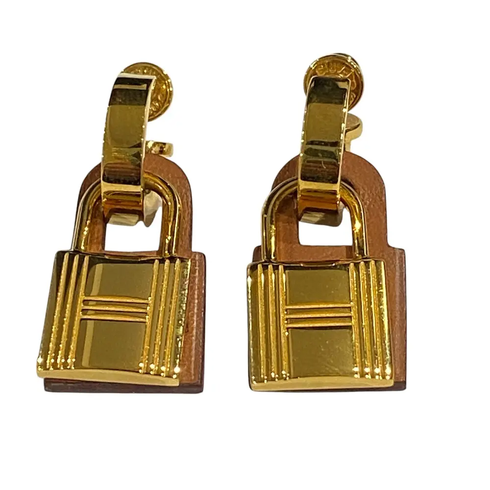HERMES エルメス オーケリー カデナ フープピアス GP D刻印 エトゥープ/ゴールドカラー