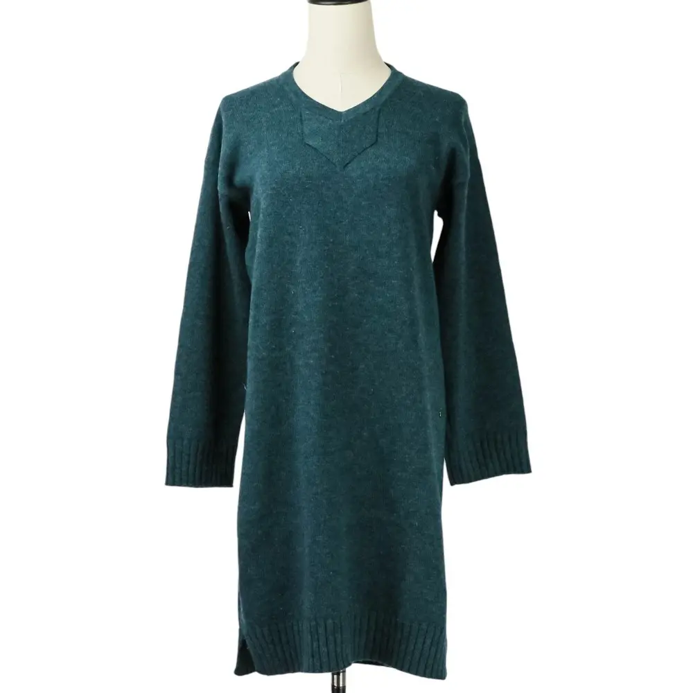 HERMES エルメス カシミヤ100％ 長袖 ニットワンピース 38 ダークブルー