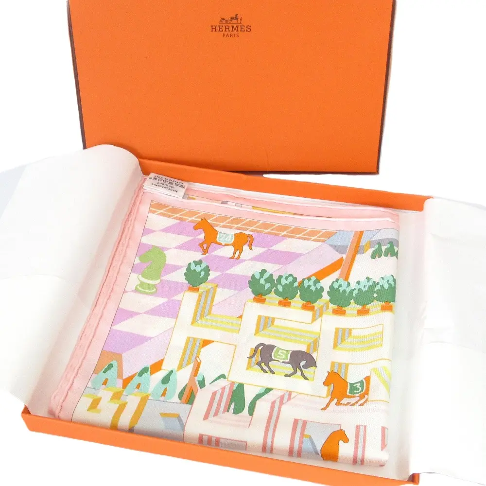 HERMES エルメス ホースクラブ カレ45 ガヴロッシュ スカーフ ピンク