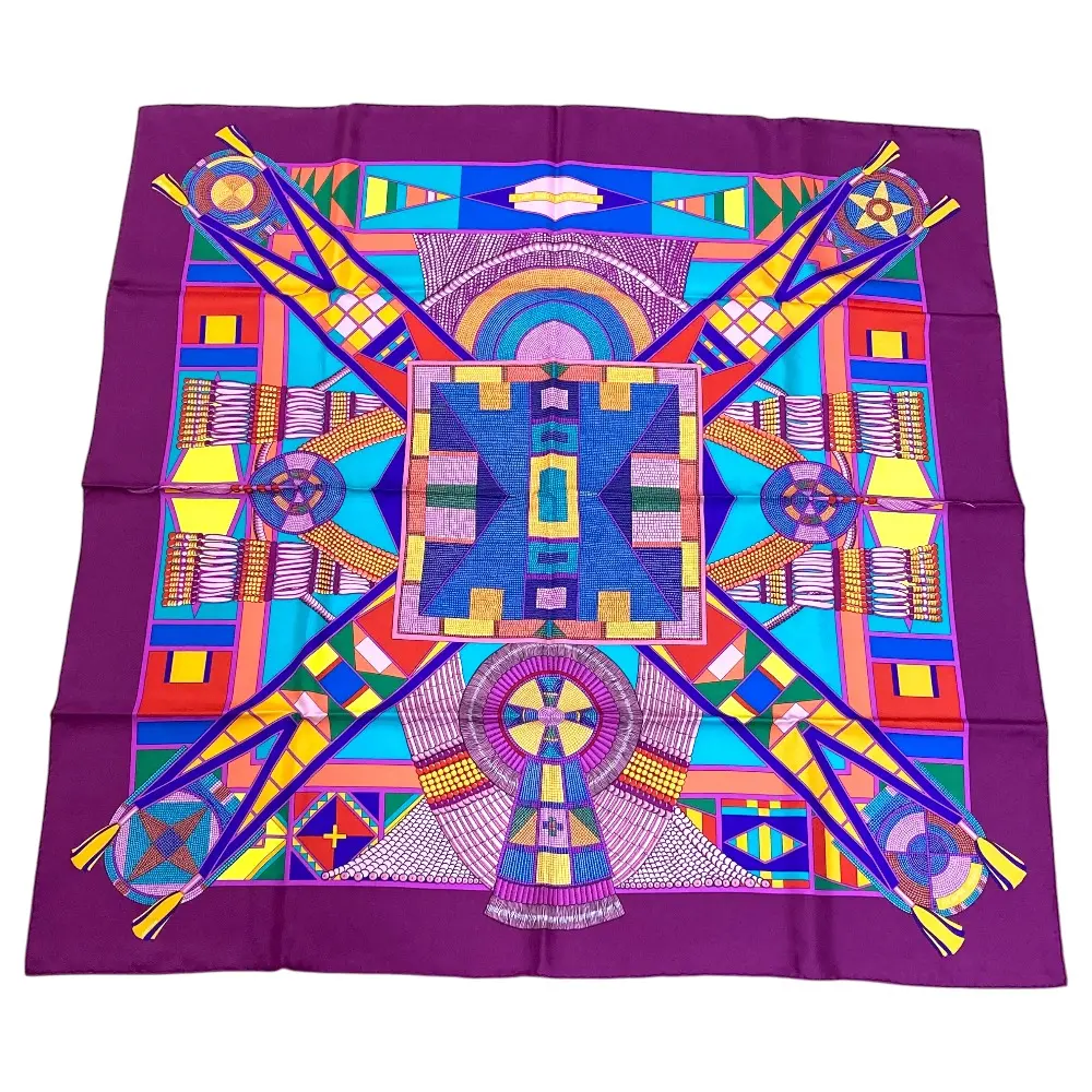 HERMES エルメス L'ART INDIEN DES PLAINES カレ90 シルク スカーフ マルチカラー