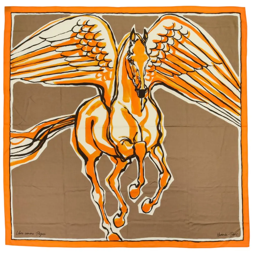 HERMES エルメス Libre comme Pegase カレジェアン 140 カシシル ショール ストール オレンジ ブラウンの買取実績【2025年11月買取】